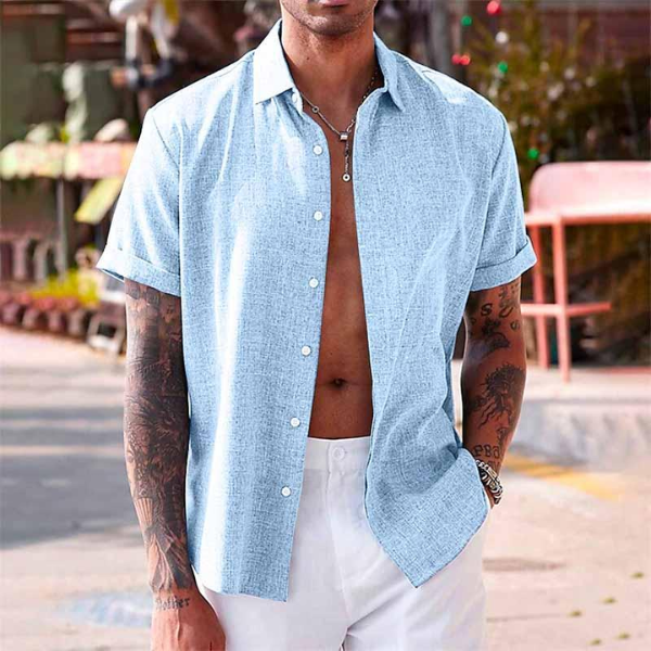 Classic men's short-sleeve shirt, perfect for casual summer wear & daily style.
