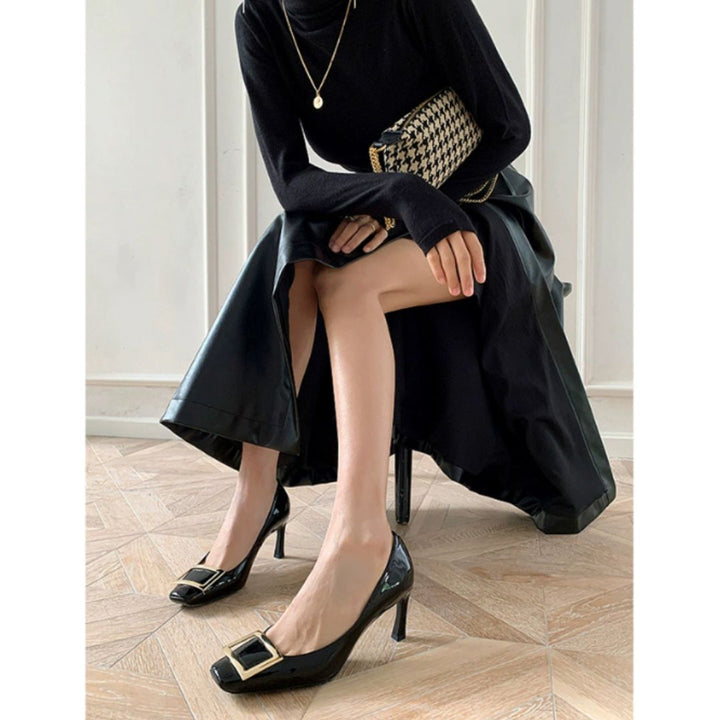 Women's Heeled Sandals with Metallic Accent