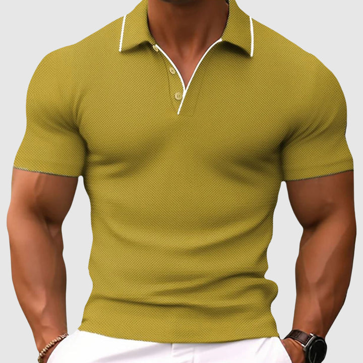 Refined men's short sleeve polo shirt. Stylish and comfortable for modern casual wear.