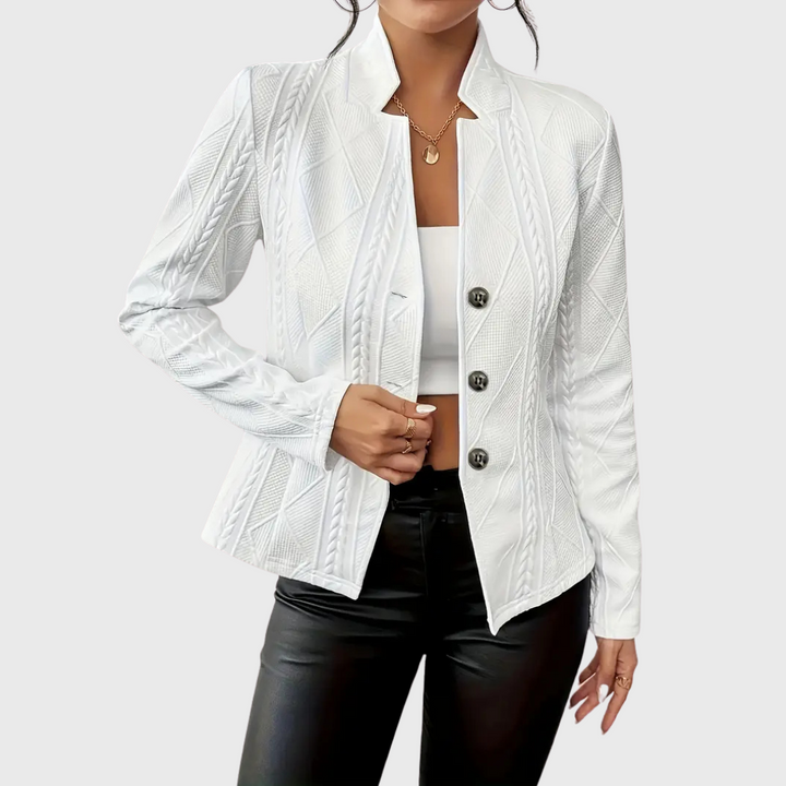Elegant women's tailored blazer, perfect for professional office wear & business meetings. Smart, chic ladies jacket.