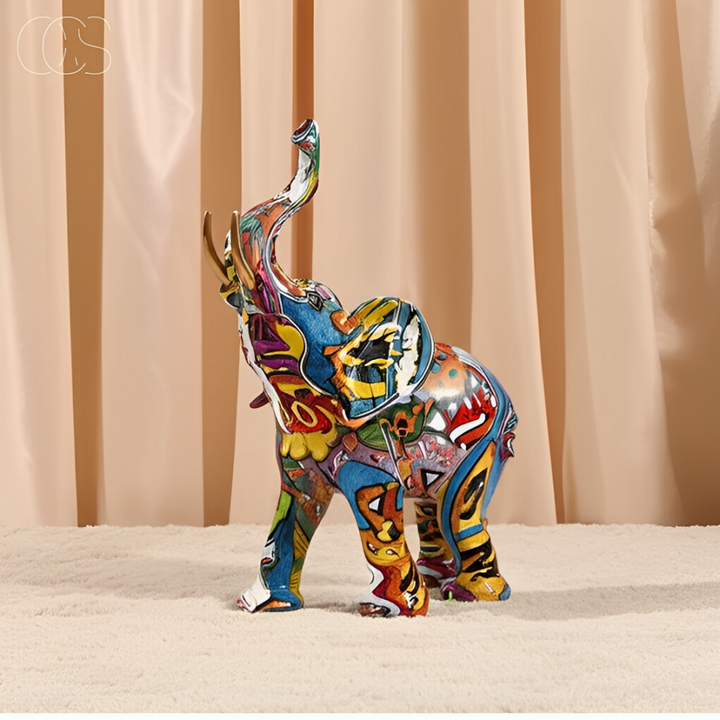 Abstract elephant statue, modern lucky charm home decor figurine.