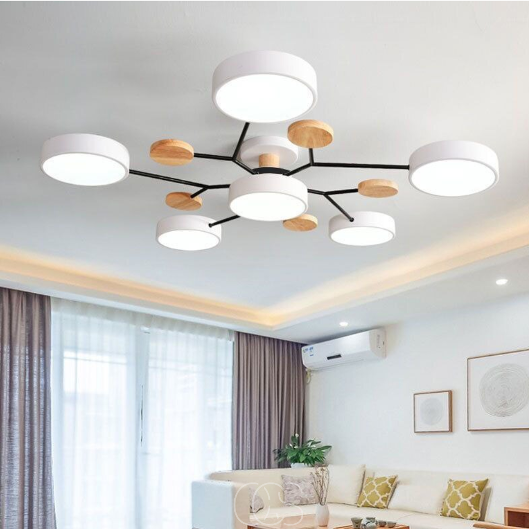 Round metal LED ceiling lamp, macaron style, modern flush mount lighting for dining room.