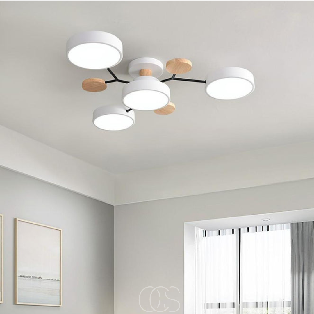Modern Macaron Metal LED Ceiling Lamp, stylish round flush mount light for contemporary home decor.