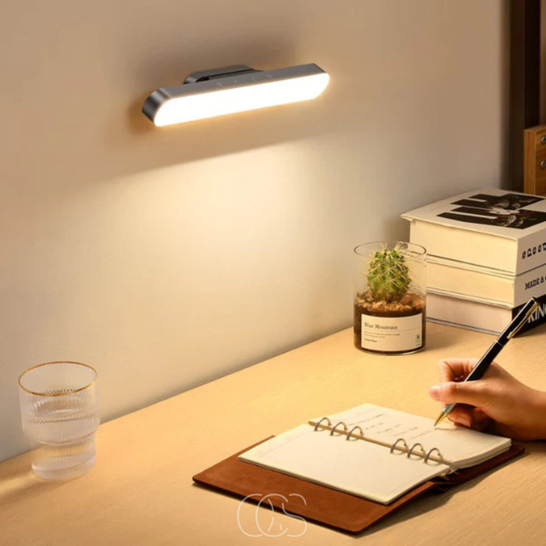 Modern wireless LED lamp for home use. Magnetic light perfect for bedroom, kitchen, hallway lighting. Rechargeable.
