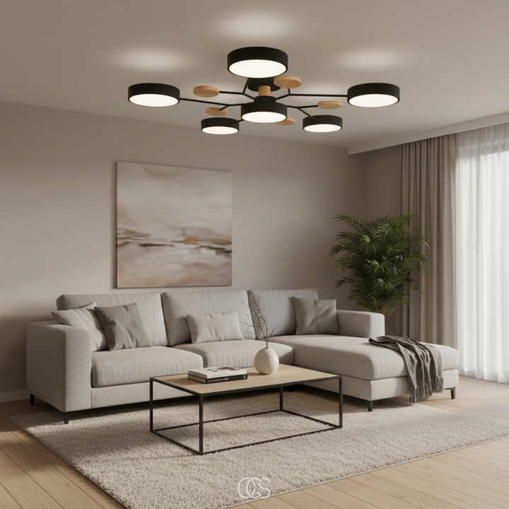 Stylish modern LED ceiling light, metal macaron design, ideal flush mount for living room decor.