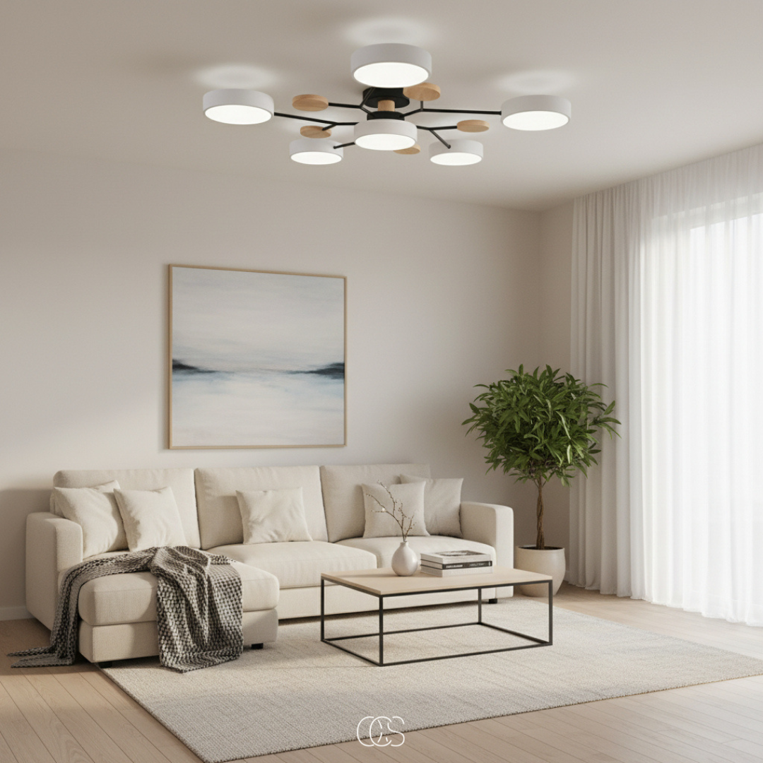 Contemporary macaron metal LED ceiling lamp, round design, perfect ambient lighting for bedrooms.