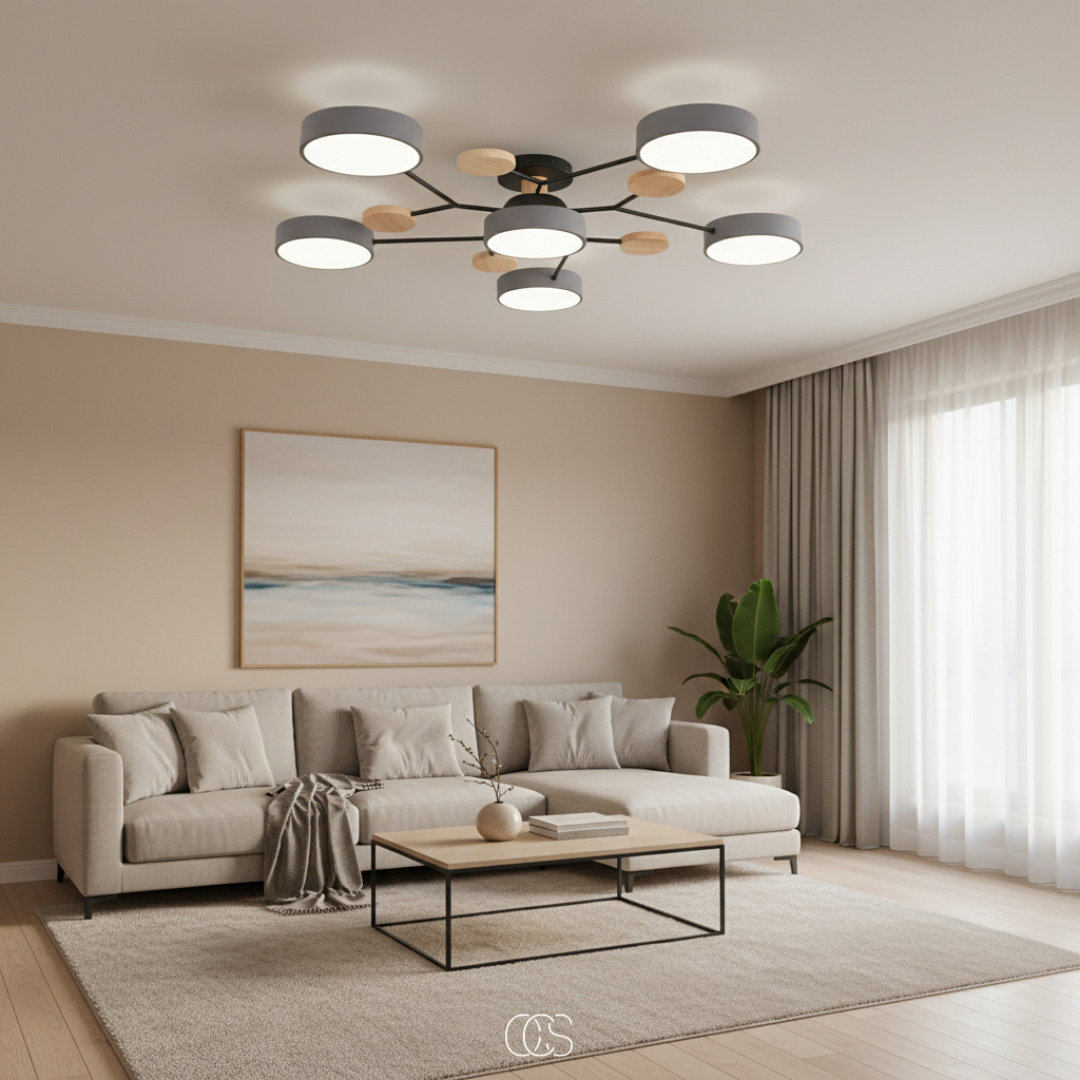 Versatile modern macaron metal LED ceiling lamp, round flush mount lighting for living, dining & bedrooms.