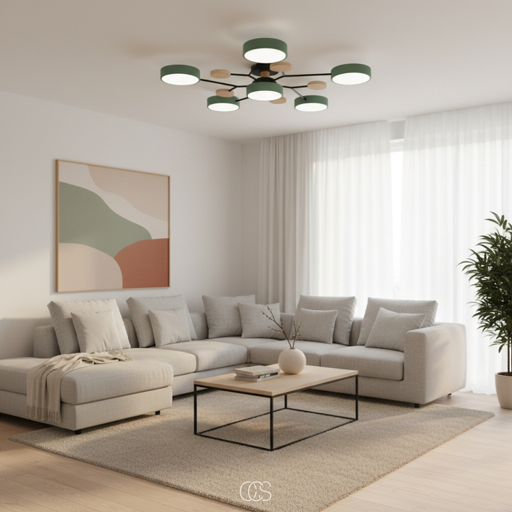 Unique macaron-shaped metal LED ceiling lamp, modern round flush mount lighting for stylish interiors.