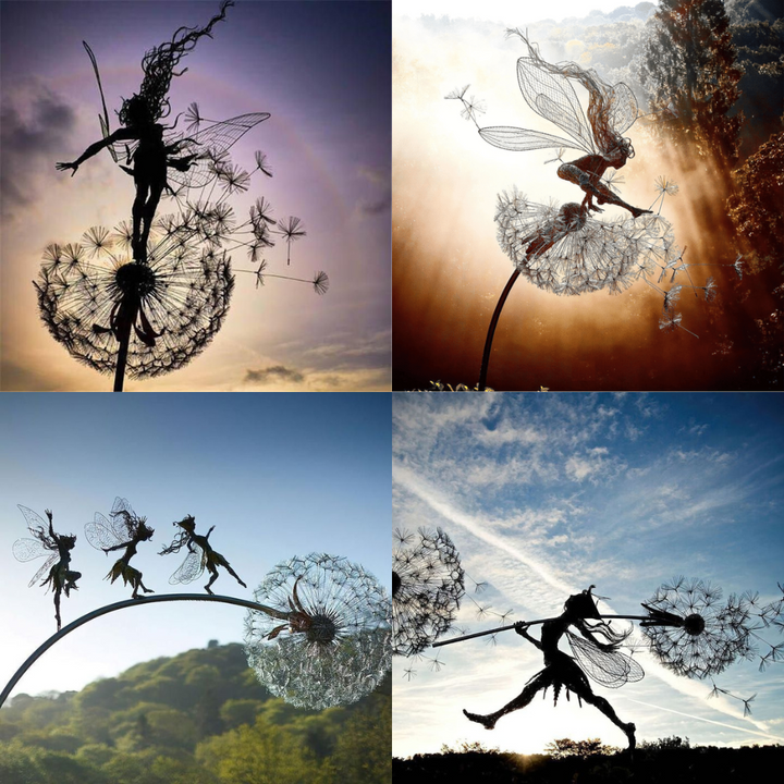 Magical metal fairy garden stake. Whimsical yard ornament & outdoor decor gift for enchanted garden enthusiasts.