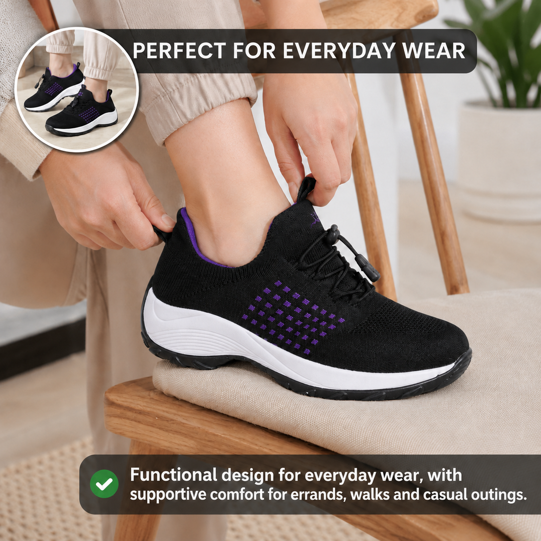 Flexible fit women's comfort sneakers for daily wear, ensuring supportive and pain-free steps.