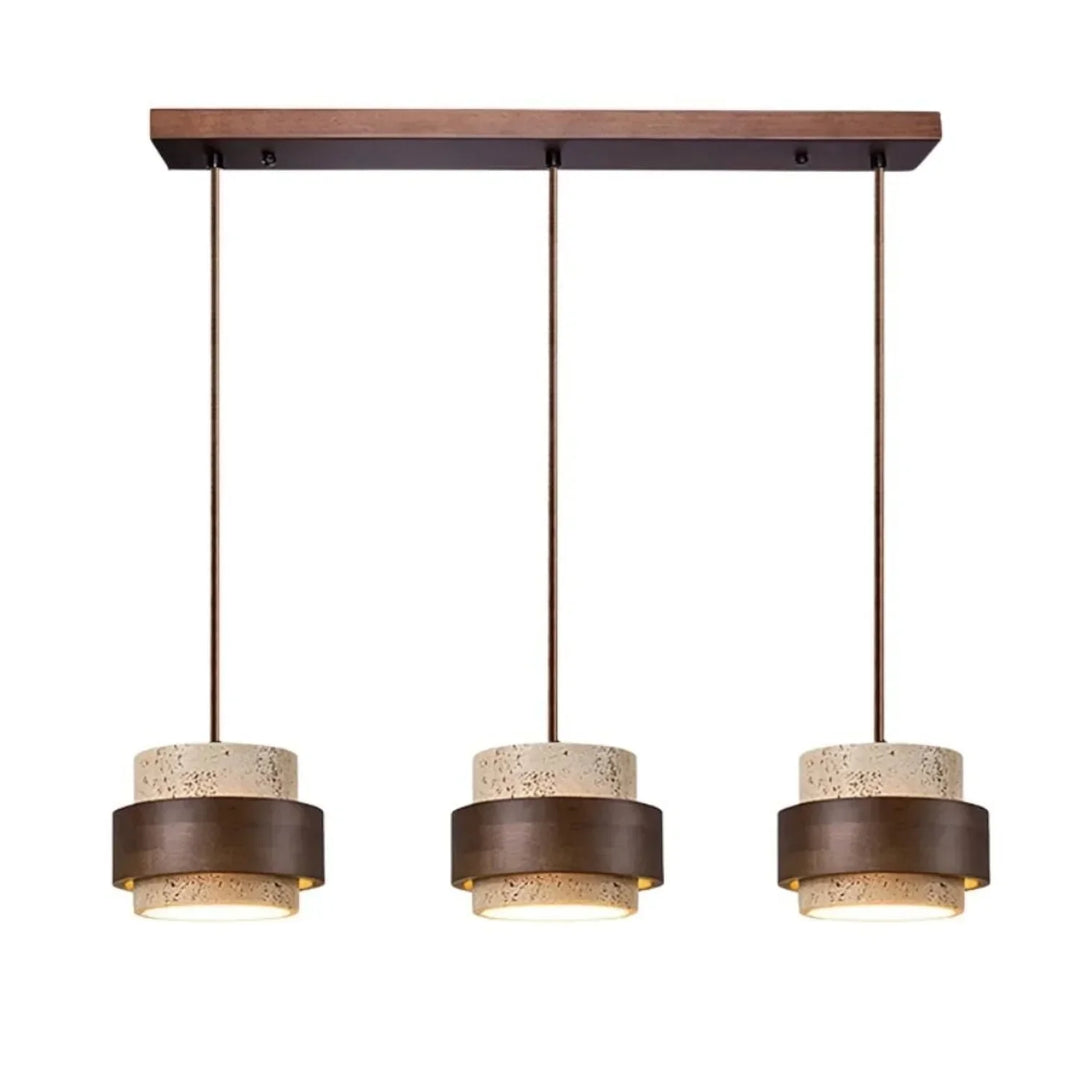 Natural cylinder pendant for kitchen island, Japandi modern.