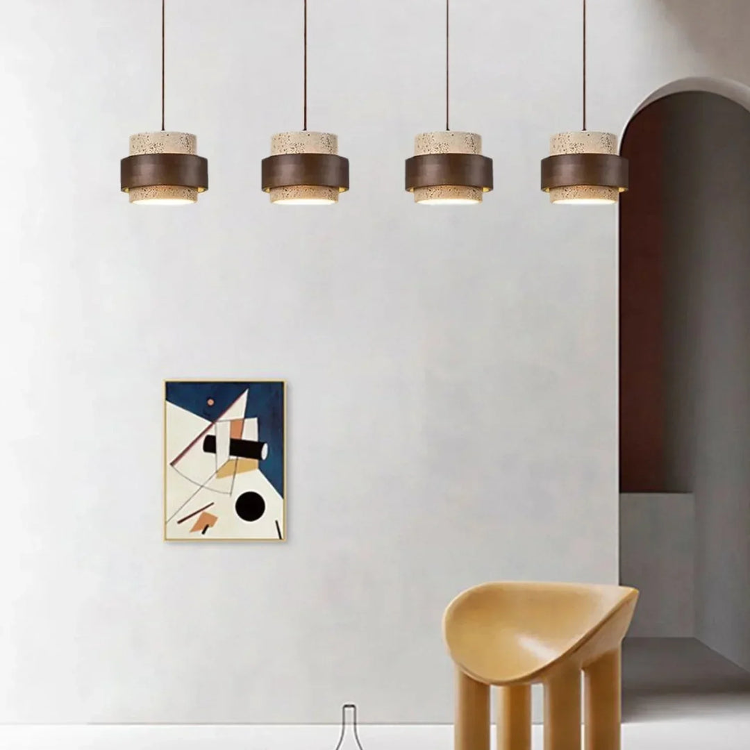 Natural aesthetic cylinder pendant, dining room lighting.