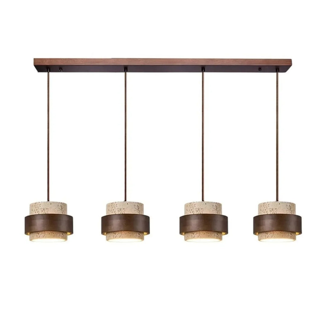 Dining room natural cylinder pendant, modern home decor.