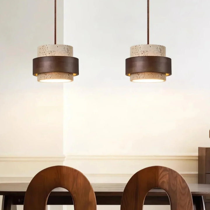 Kitchen island natural cylinder pendant, modern design.