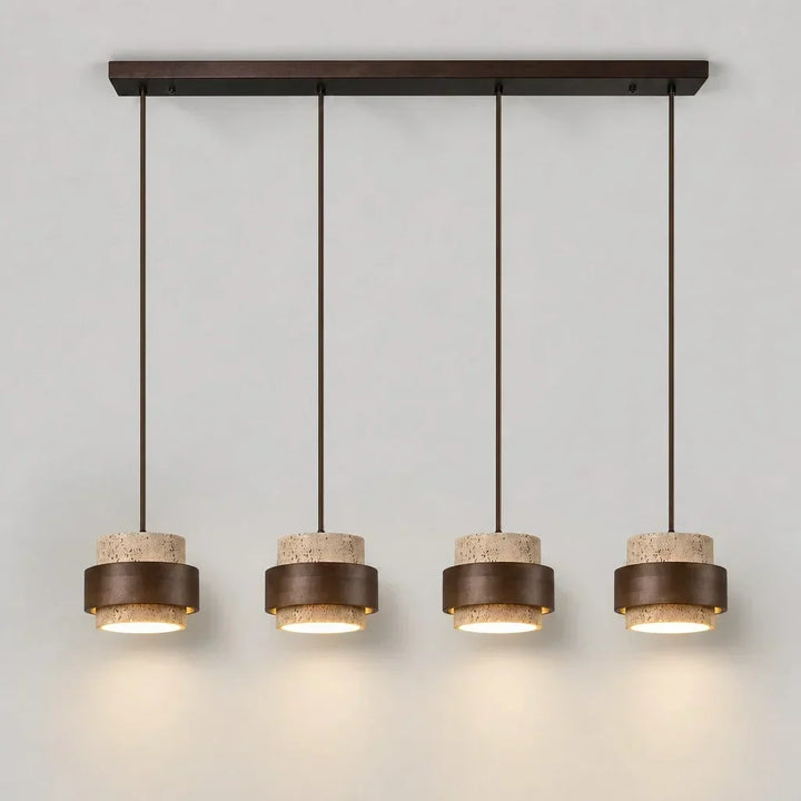 Modern minimalist cylinder pendant light for dining room.