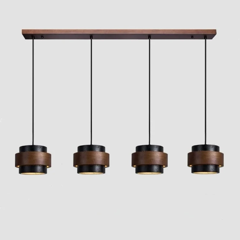 Japandi natural cylinder pendant, contemporary kitchen.