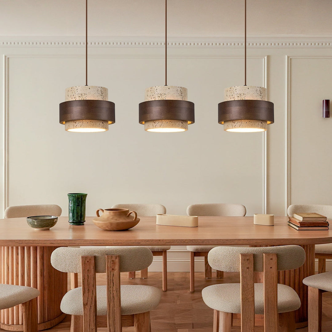 Kitchen lighting: Natural cylinder pendant, modern minimalist.