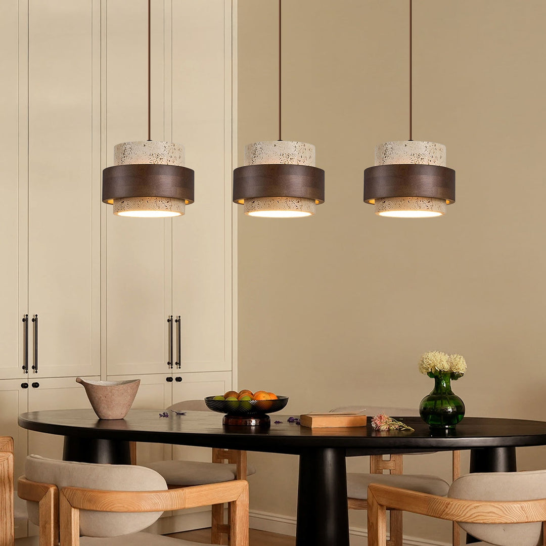 Natural cylinder pendant lamp, perfect for minimalist kitchens.