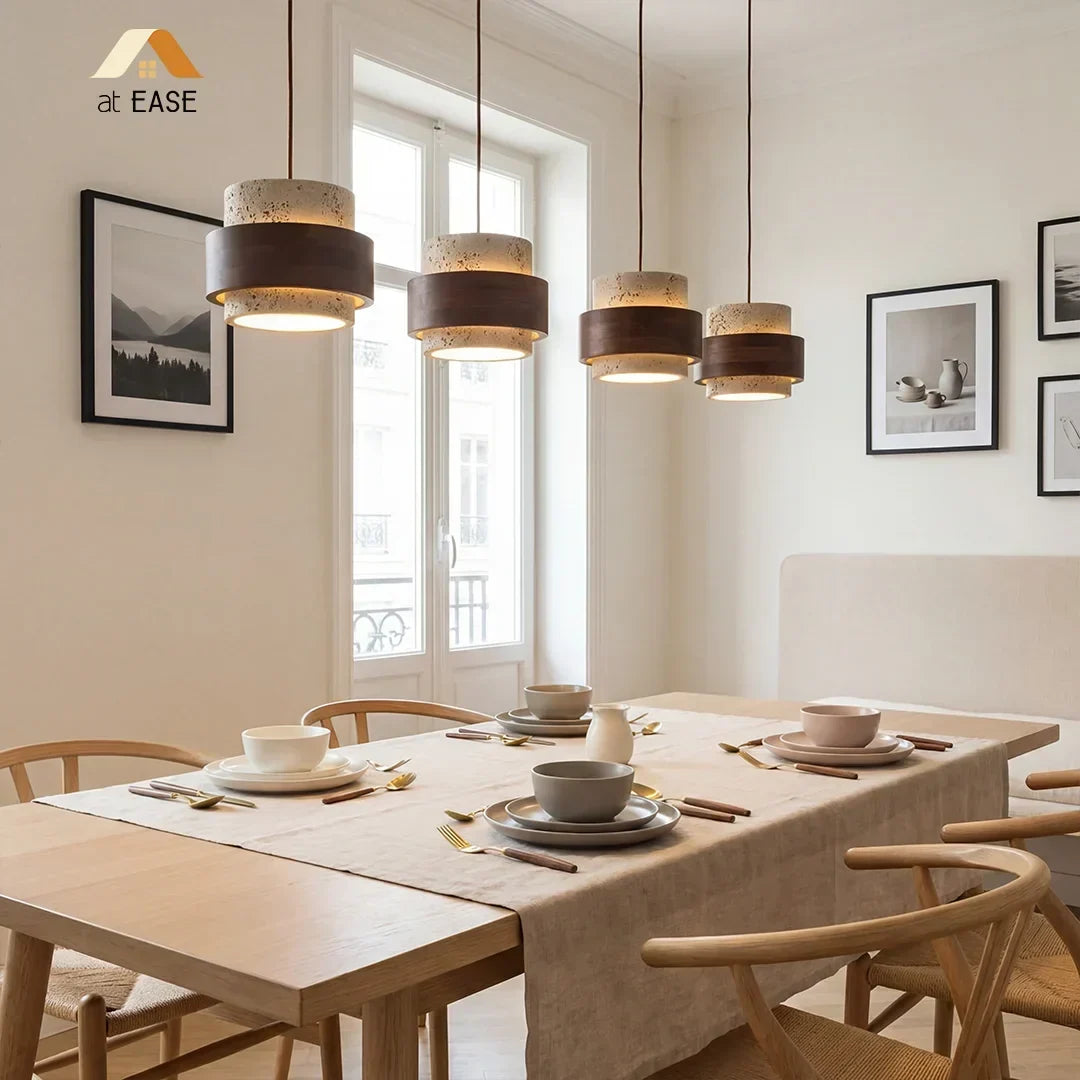 Natural aesthetic modern cylinder pendant, ceiling lamp.