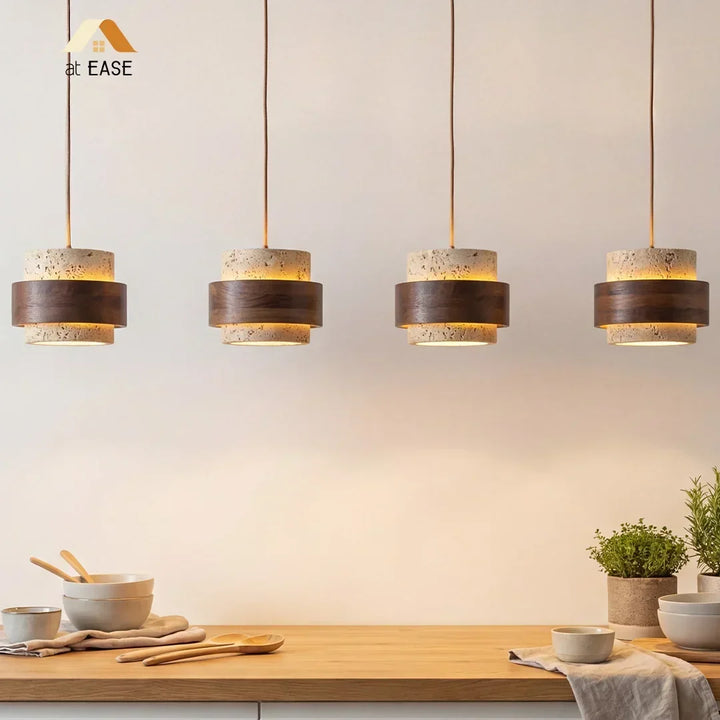 Minimalist natural pendant lamp, cylinder shape.