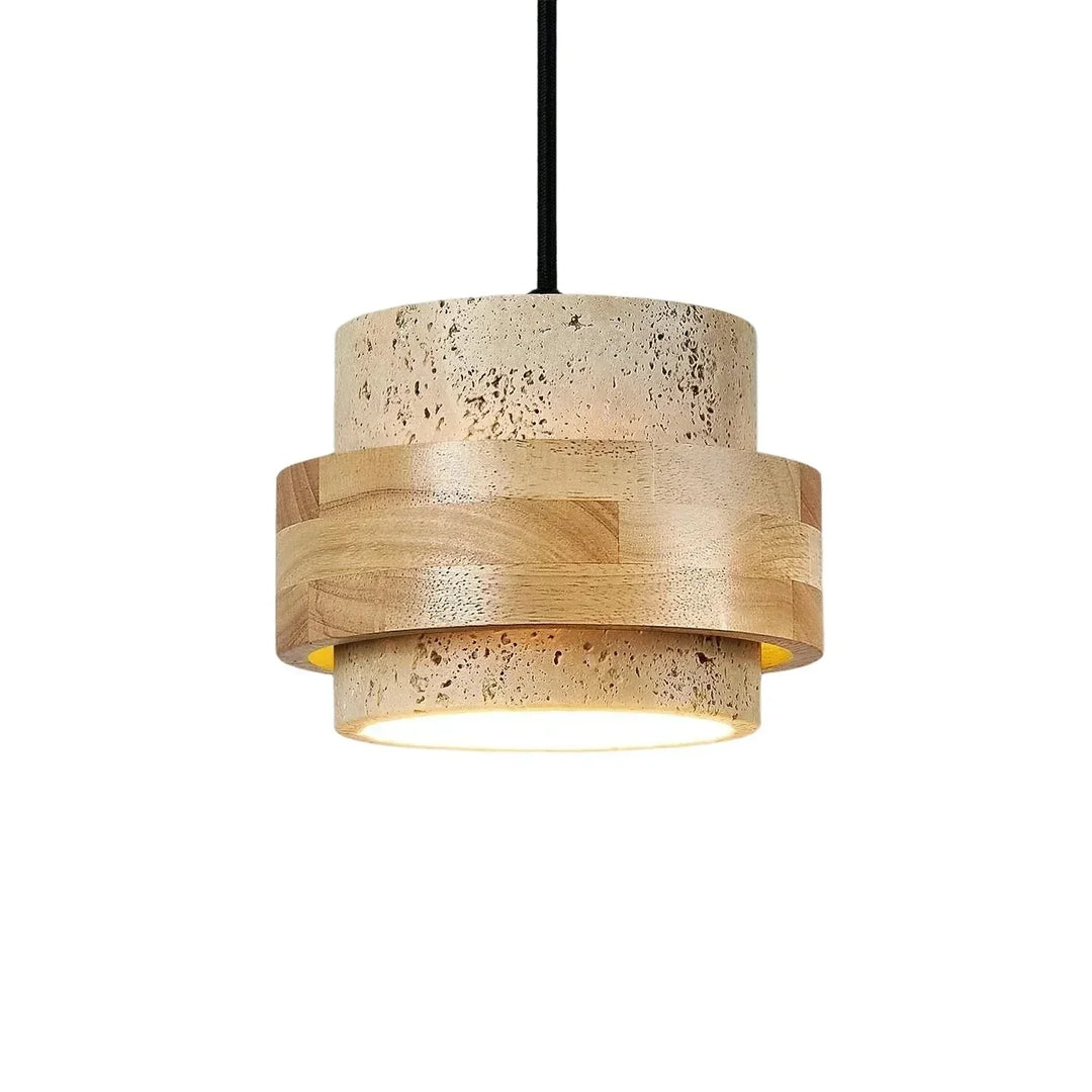 Japandi style modern lighting, natural cylinder pendant.