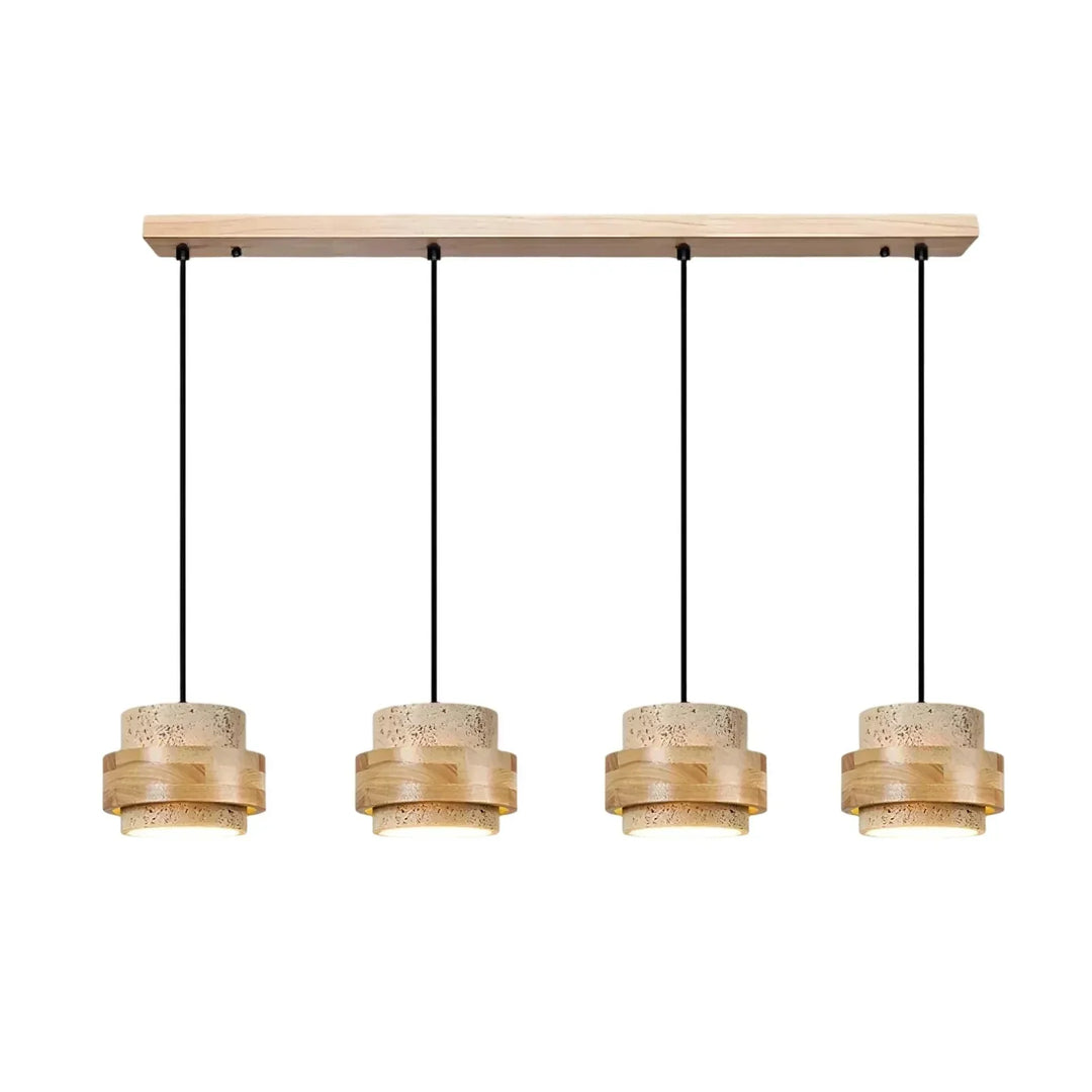 Modern Japandi kitchen lighting, natural cylinder pendant.