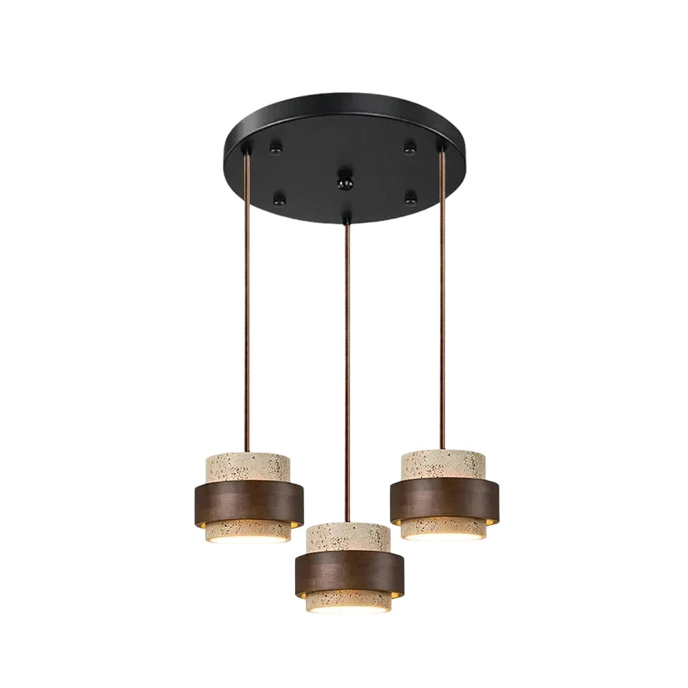 Sleek natural cylinder pendant light, Japandi modern style.