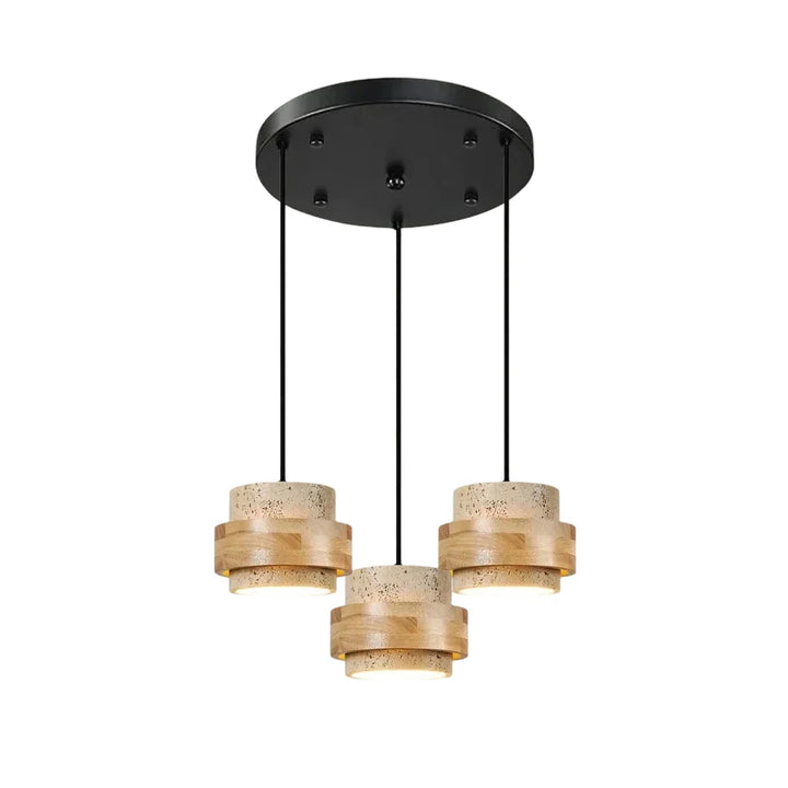 Kitchen island Japandi pendant, natural cylinder lamp.