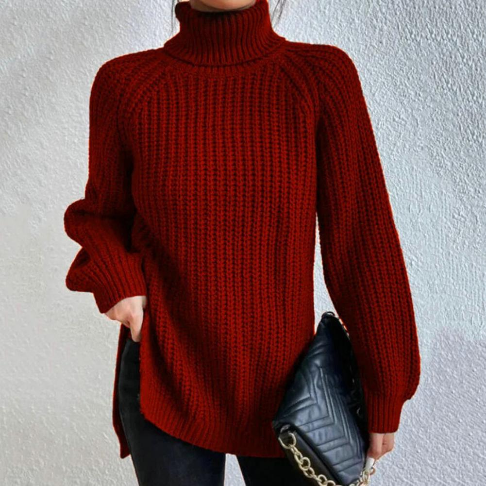 Timeless women's turtleneck sweater, elegant slim fit knitwear for fall and winter style.