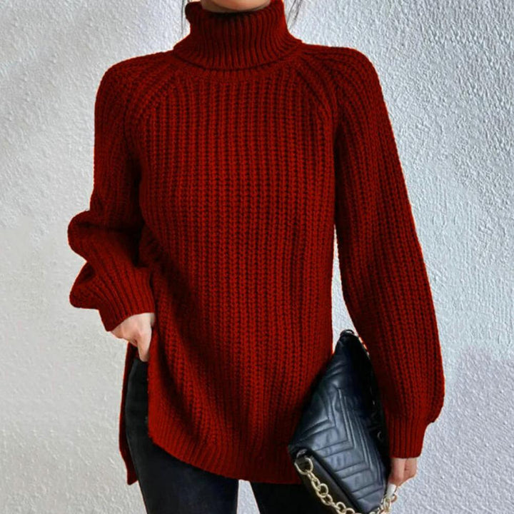 Timeless women's turtleneck sweater, elegant slim fit knitwear for fall and winter style.