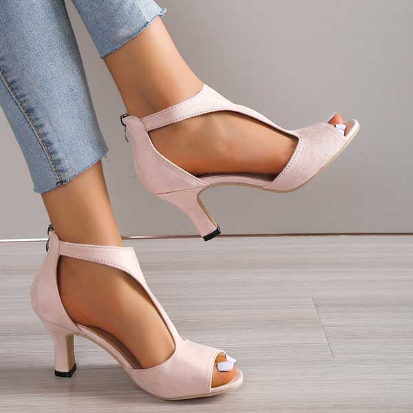 Comfortable women's orthopedic heeled sandals, offering supportive design for elegant all-day walking footwear.