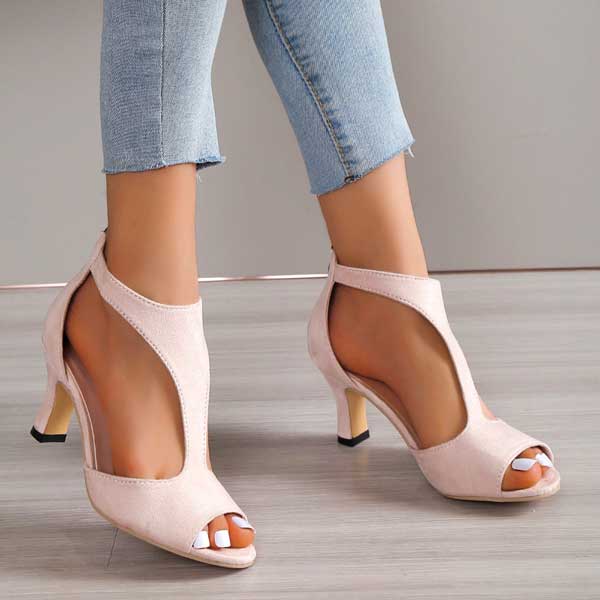 Pink orthopedic heeled sandals for women. Stylish, comfortable & supportive footwear for walking all day.