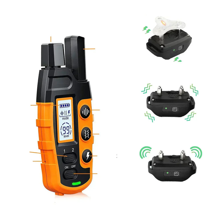 Rechargeable dog training collar and remote, offering reliable pet obedience and behavior correction.