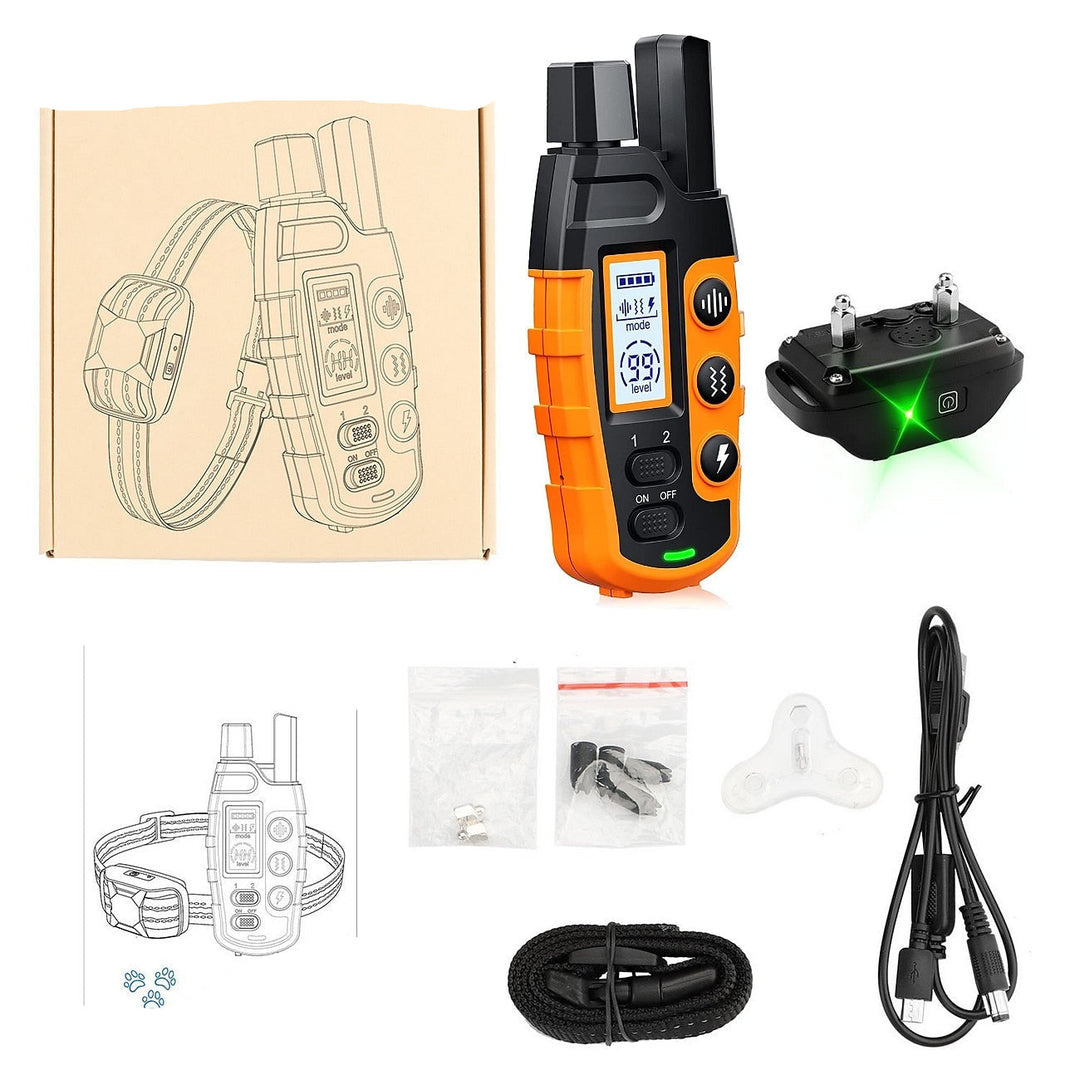 Ergonomic remote control for long-range dog training collar, ensuring easy pet obedience and behavior correction.