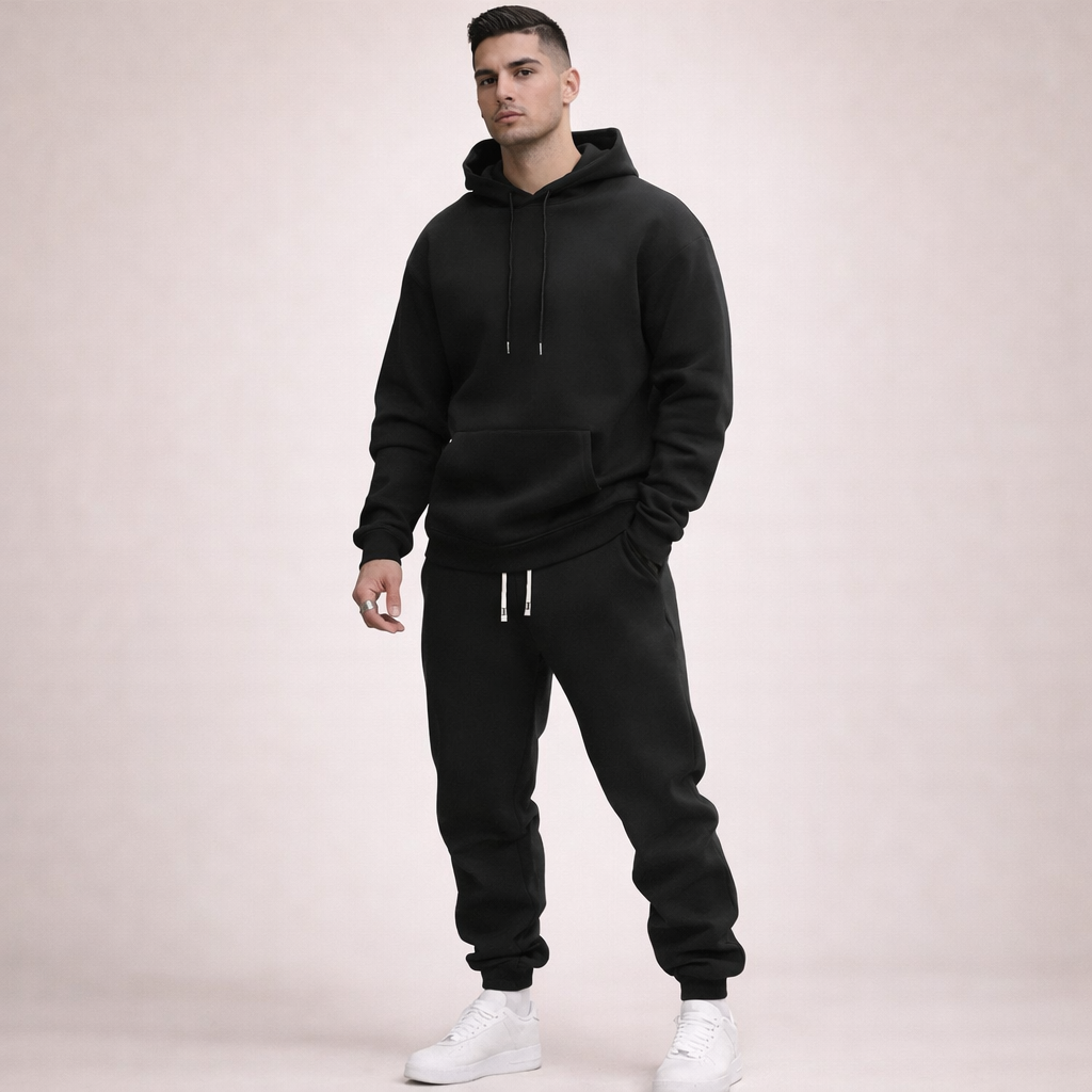 Comfortable unisex solid grey tracksuit. Versatile loungewear or casual wear, offering breathable everyday style.