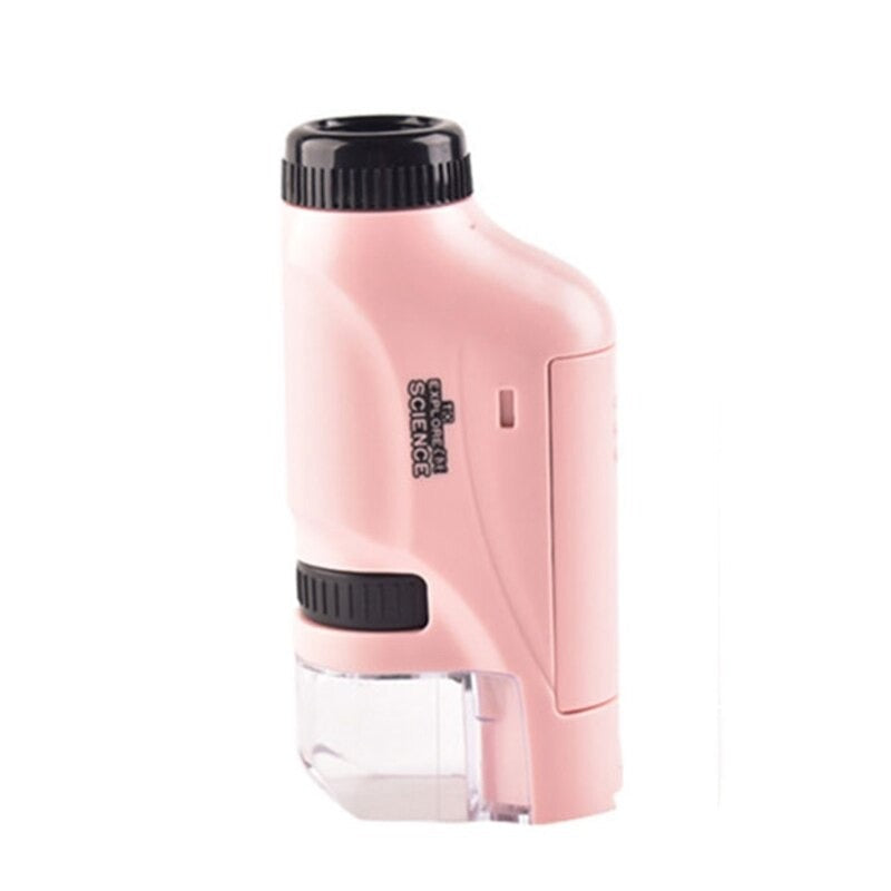 Blue portable kids microscope with 120x zoom, a perfect science kit gift for outdoor exploration & learning.