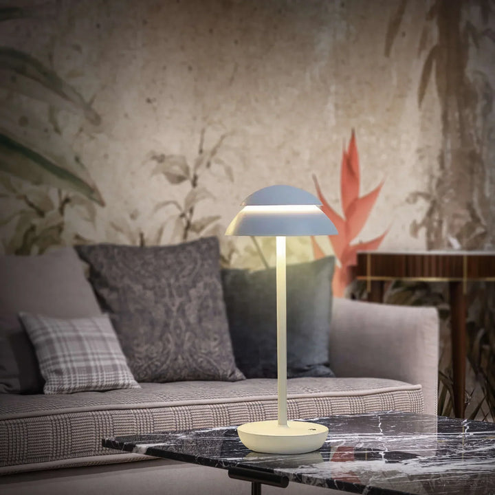 Touch control rechargeable LED table lamp. Minimalist Nordic design, perfect for bedside or desk.