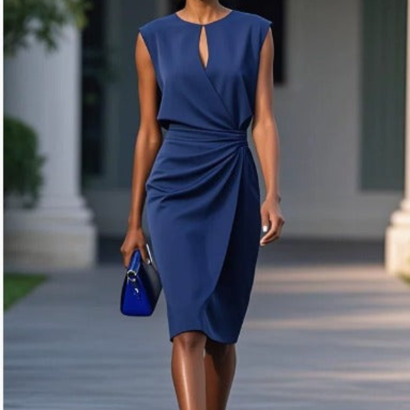 Versatile women's graceful flowing midi dress, ideal for both casual daytime and elegant evening events.