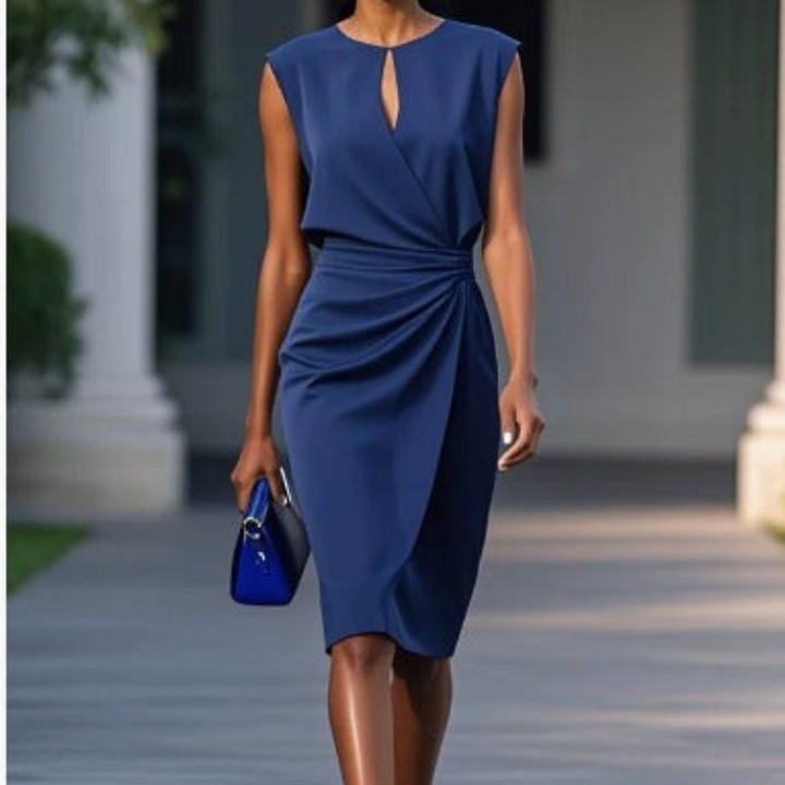 Versatile women's graceful flowing midi dress, ideal for both casual daytime and elegant evening events.