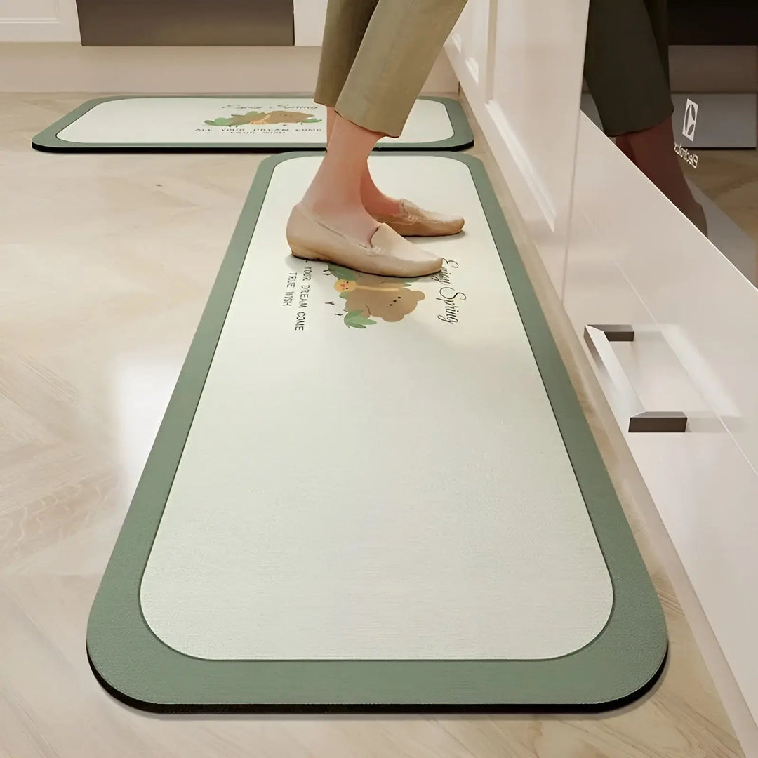 Unisex fast-drying kitchen mat, ultra-absorbent & non-slip. PVC floor mat for modern home comfort.