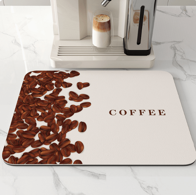 Sleek quick-dry diatomite dish mat, essential kitchen accessory for a modern, clean space.