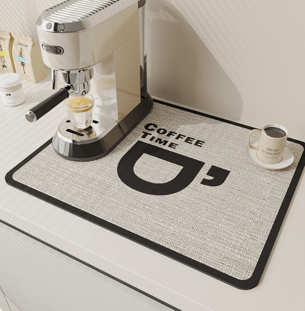 Premium diatomite quick-dry mat, ideal for fast dish drying & protecting kitchen countertops.