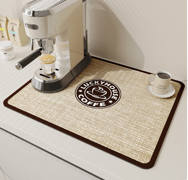 Easy-clean quick-dry kitchen mat, super absorbent diatomite keeps countertops spotless.