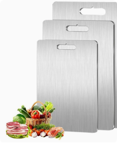 Antibacterial titanium cutting board ensures hygienic food prep. Durable, healthy kitchen tool for daily cooking.