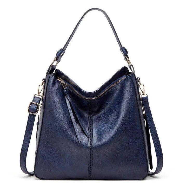 Women's fashion shoulder bag, black leather, versatile & elegant.
