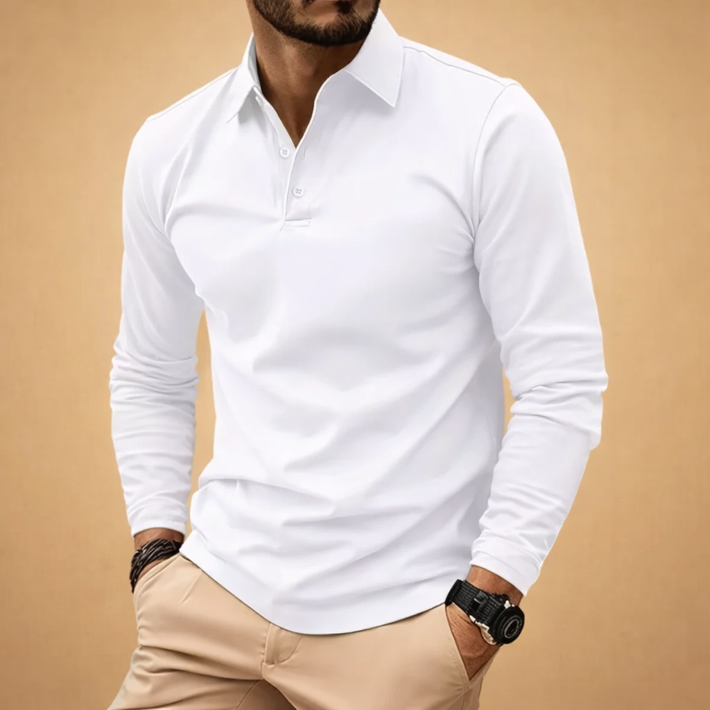 Effortless style: men's long sleeve polo shirt. Classic fit, smart casual design for modern everyday fashion.