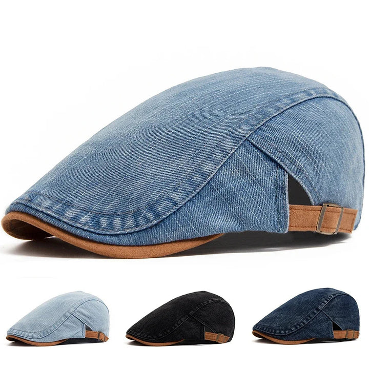Stylish men's flat cap for casual outfits or travel. Classic design, comfortable and a great fashion accessory.