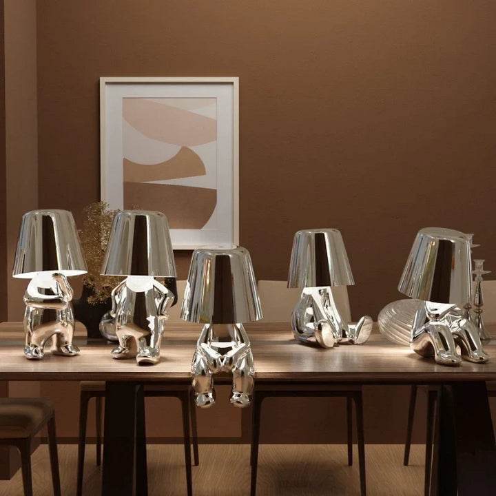 Resin statue LED lamp with touch control. Dimmable accent lighting for any room.