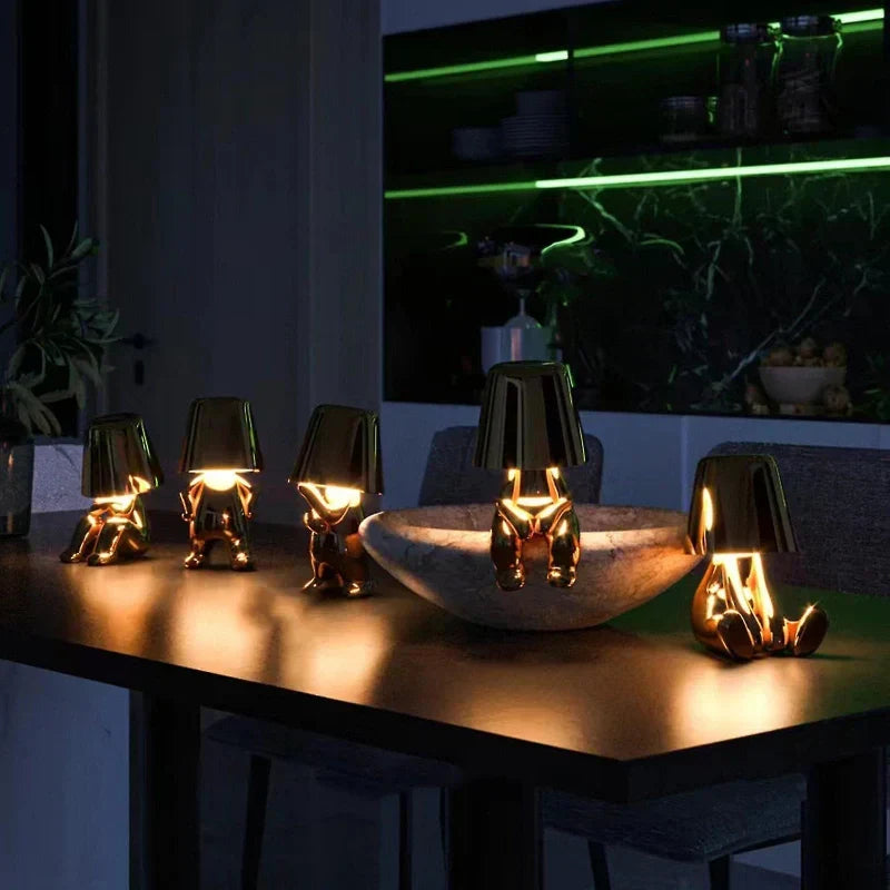 Modern decorative figurine lamp, LED dimmable light. Perfect for unique home decor gifts.