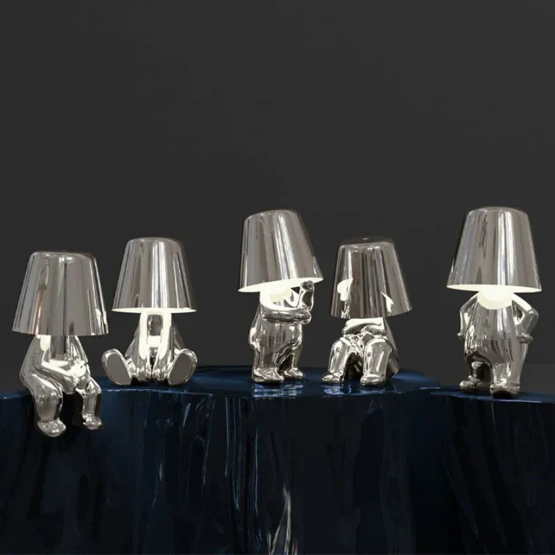 Unique resin figurine lamp, LED light with dimmable settings. Great accent for your home.
